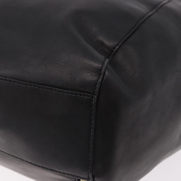 CELINE Hand Bag Leather Black Gold Auth bs36094V