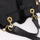 CELINE Hand Bag Leather Black Gold Auth bs36094V-6