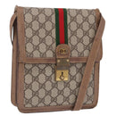 GUCCI GG Supreme Web Sherry Line Shoulder Bag PVC Beige Gold Auth bs36095-1