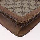 GUCCI GG Supreme Web Sherry Line Shoulder Bag PVC Beige Gold Auth bs36095-14