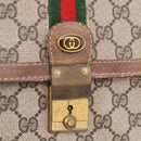 GUCCI GG Supreme Web Sherry Line Shoulder Bag PVC Beige Gold Auth bs36095-17