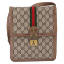 GUCCI GG Supreme Web Sherry Line Shoulder Bag PVC Beige Gold Auth bs36095-13