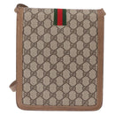 GUCCI GG Supreme Web Sherry Line Shoulder Bag PVC Beige Gold Auth bs36095-2