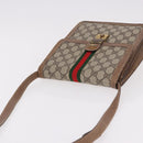 GUCCI GG Supreme Web Sherry Line Shoulder Bag PVC Beige Gold Auth bs36095-6