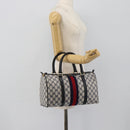 GUCCI GG Supreme Sherry Line Boston Bag PVC Navy Gold 012 3842 39 Auth bs36096-22