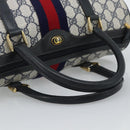 GUCCI GG Supreme Sherry Line Boston Bag PVC Navy Gold 012 3842 39 Auth bs36096-7