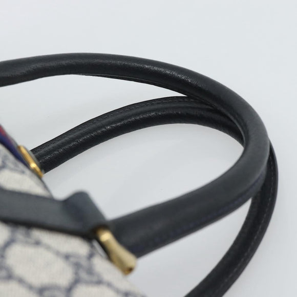 GUCCI GG Supreme Sherry Line Boston Bag PVC Navy Gold 012 3842 39 Auth bs36096