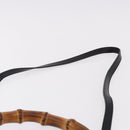 GUCCI Bamboo Hand Bag Leather 2way Black Gold 000 1364 0633 Auth bs36097V-15