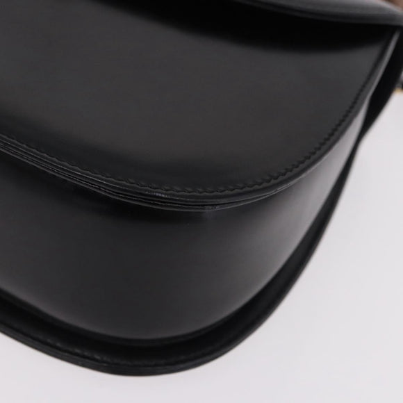 GUCCI Bamboo Hand Bag Leather 2way Black Gold 000 1364 0633 Auth bs36097V