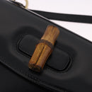GUCCI Bamboo Hand Bag Leather 2way Black Gold 000 1364 0633 Auth bs36097V-19