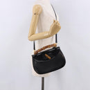 GUCCI Bamboo Hand Bag Leather 2way Black Gold 000 1364 0633 Auth bs36097V-26