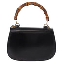 GUCCI Bamboo Hand Bag Leather 2way Black Gold 000 1364 0633 Auth bs36097V-2