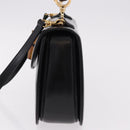 GUCCI Bamboo Hand Bag Leather 2way Black Gold 000 1364 0633 Auth bs36097V-3
