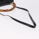 GUCCI Bamboo Hand Bag Leather 2way Black Gold 000 1364 0633 Auth bs36097V-8