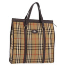 Burberrys Nova Check Tote Bag Canvas Beige Gold Auth bs36098-1