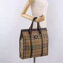 Burberrys Nova Check Tote Bag Canvas Beige Gold Auth bs36098-20