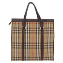 Burberrys Nova Check Tote Bag Canvas Beige Gold Auth bs36098-2