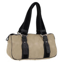 SAINT LAURENT Hand Bag Canvas Beige Silver Auth bs36099A-1