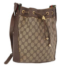 GUCCI GG Supreme Web Sherry Line Bag PVC Beige Gold 164 02 034 Auth bs36100-1