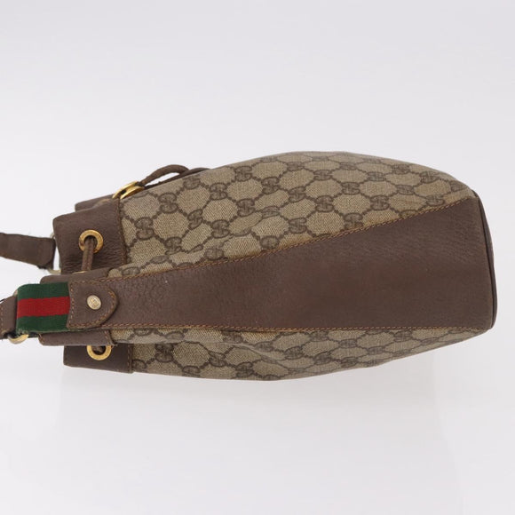 GUCCI GG Supreme Web Sherry Line Bag PVC Beige Gold 164 02 034 Auth bs36100