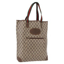 GUCCI GG Supreme Web Sherry Line Tote Bag PVC Leather Beige Auth bs36101-1