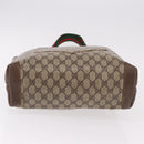 GUCCI GG Supreme Web Sherry Line Tote Bag PVC Leather Beige Auth bs36101-6