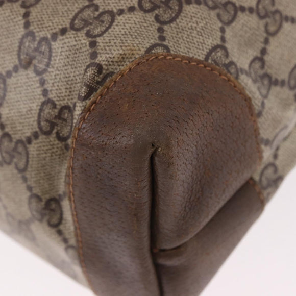 GUCCI GG Supreme Web Sherry Line Tote Bag PVC Leather Beige Auth bs36101
