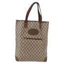 GUCCI GG Supreme Web Sherry Line Tote Bag PVC Leather Beige Auth bs36101-13