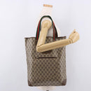 GUCCI GG Supreme Web Sherry Line Tote Bag PVC Leather Beige Auth bs36101-21