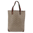 GUCCI GG Supreme Web Sherry Line Tote Bag PVC Leather Beige Auth bs36101-2