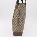 GUCCI GG Supreme Web Sherry Line Tote Bag PVC Leather Beige Auth bs36101-3