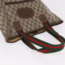 GUCCI GG Supreme Web Sherry Line Tote Bag PVC Leather Beige Auth bs36101-7