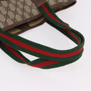 GUCCI GG Supreme Web Sherry Line Tote Bag PVC Leather Beige Auth bs36101-8