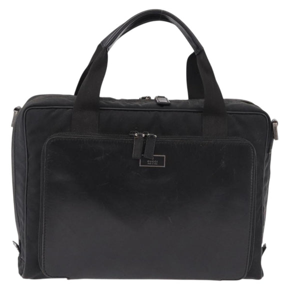GUCCI Hand Bag Canvas Black Silver Auth bs36102