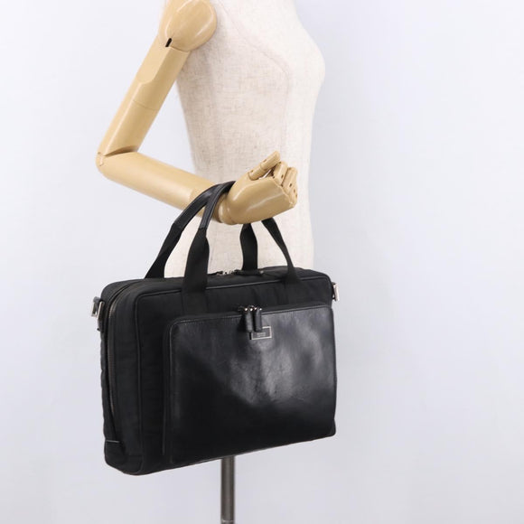 GUCCI Hand Bag Canvas Black Silver Auth bs36102