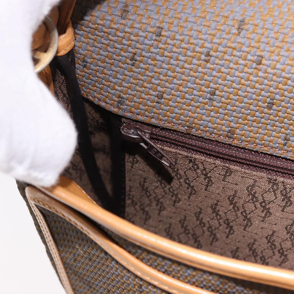SAINT LAURENT Shoulder Bag PVC Canvas Beige Gold Auth bs36115