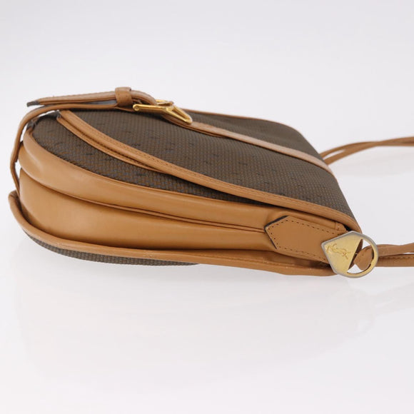 SAINT LAURENT Shoulder Bag PVC Canvas Beige Gold Auth bs36115