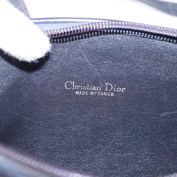 Christian Dior Trotter Canvas Shoulder Bag Navy Gold Auth bs36117