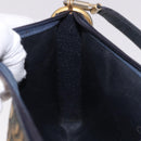 Christian Dior Trotter Canvas Shoulder Bag Navy Gold Auth bs36117-18