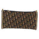 Christian Dior Trotter Canvas Shoulder Bag Navy Gold Auth bs36117-2