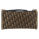 Christian Dior Trotter Canvas Shoulder Bag Navy Gold Auth bs36117-3