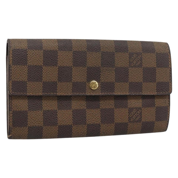 LOUIS VUITTON Damier Ebene Portefeuille Sarah Long Wallet N60491 LV Auth bs36121