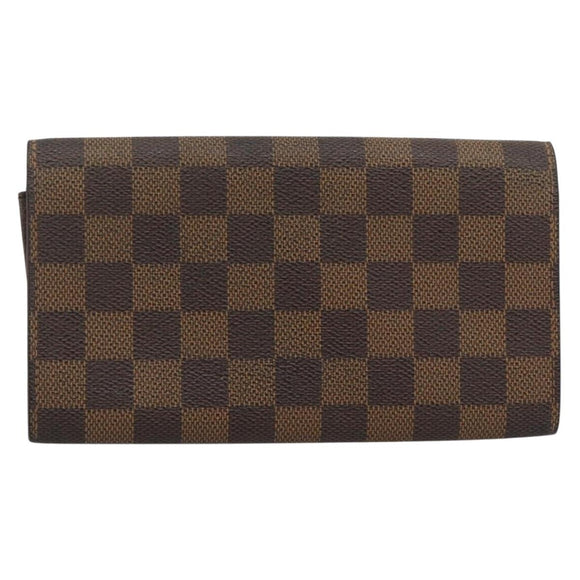 LOUIS VUITTON Damier Ebene Portefeuille Sarah Long Wallet N60491 LV Auth bs36121