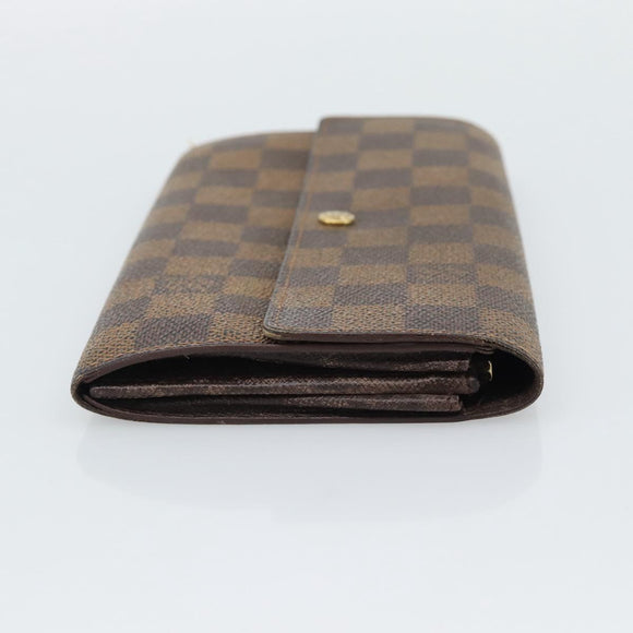 LOUIS VUITTON Damier Ebene Portefeuille Sarah Long Wallet N60491 LV Auth bs36121