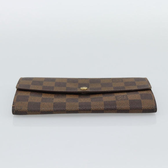 LOUIS VUITTON Damier Ebene Portefeuille Sarah Long Wallet N60491 LV Auth bs36121