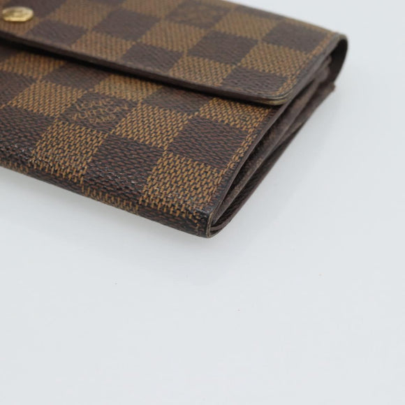 LOUIS VUITTON Damier Ebene Portefeuille Sarah Long Wallet N60491 LV Auth bs36121