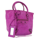BALENCIAGA The Drum Hand Bag Leather Purple 232732 Auth bs36143V-1