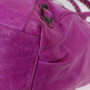 BALENCIAGA The Drum Hand Bag Leather Purple 232732 Auth bs36143V-14