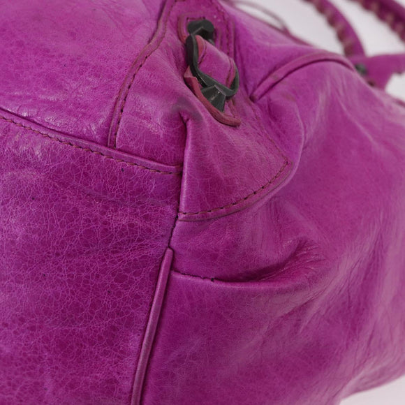 BALENCIAGA The Drum Hand Bag Leather Purple 232732 Auth bs36143V