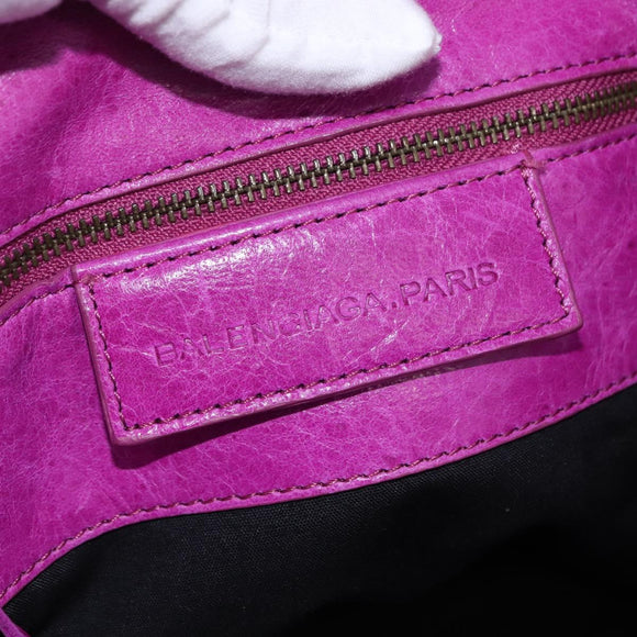BALENCIAGA The Drum Hand Bag Leather Purple 232732 Auth bs36143V